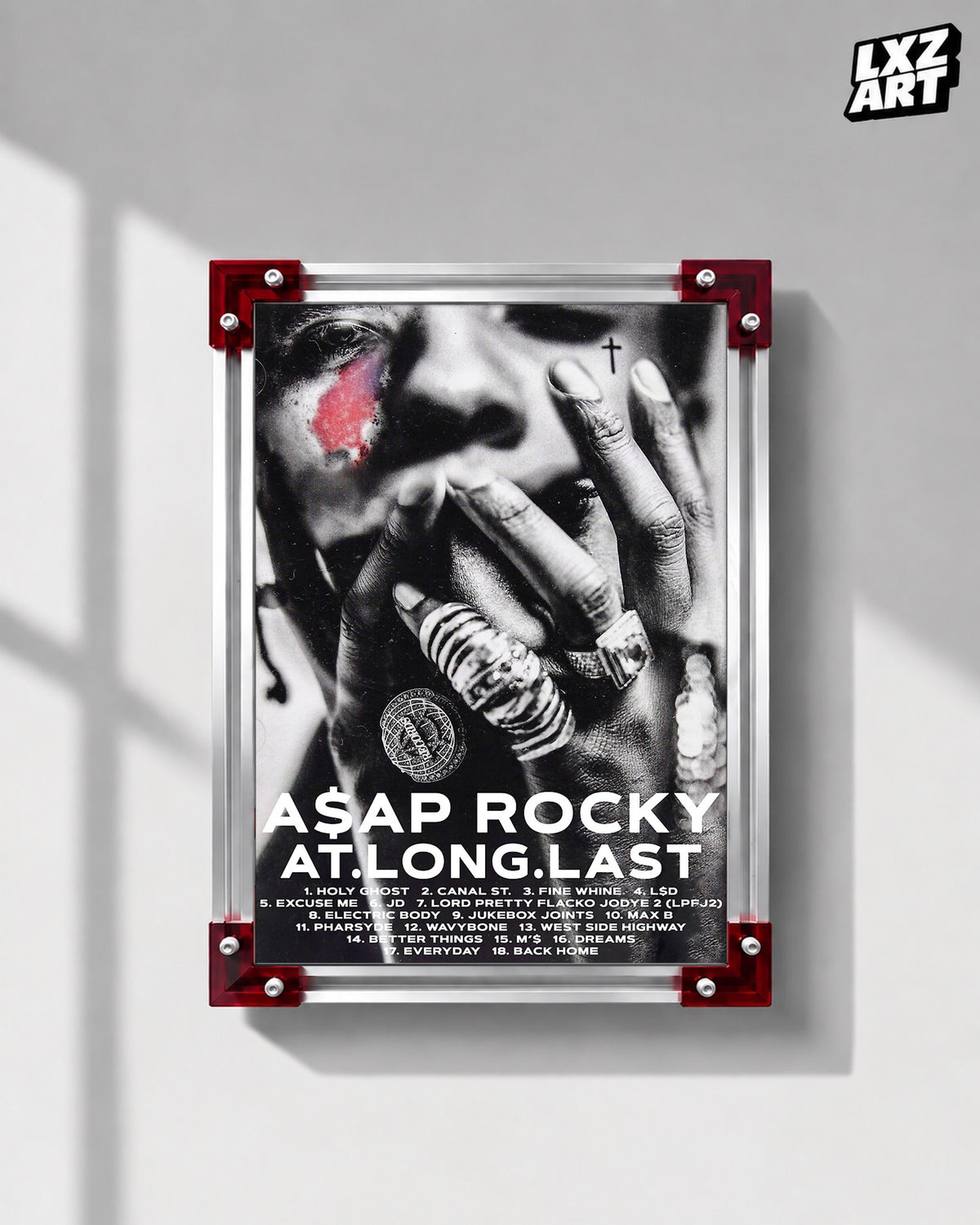 A$AP Rocky AT.LONG.LAST.A$AP Tracklist Poster | Unframed Hip Hop Wall Art — LXZART display 1; frame not included
