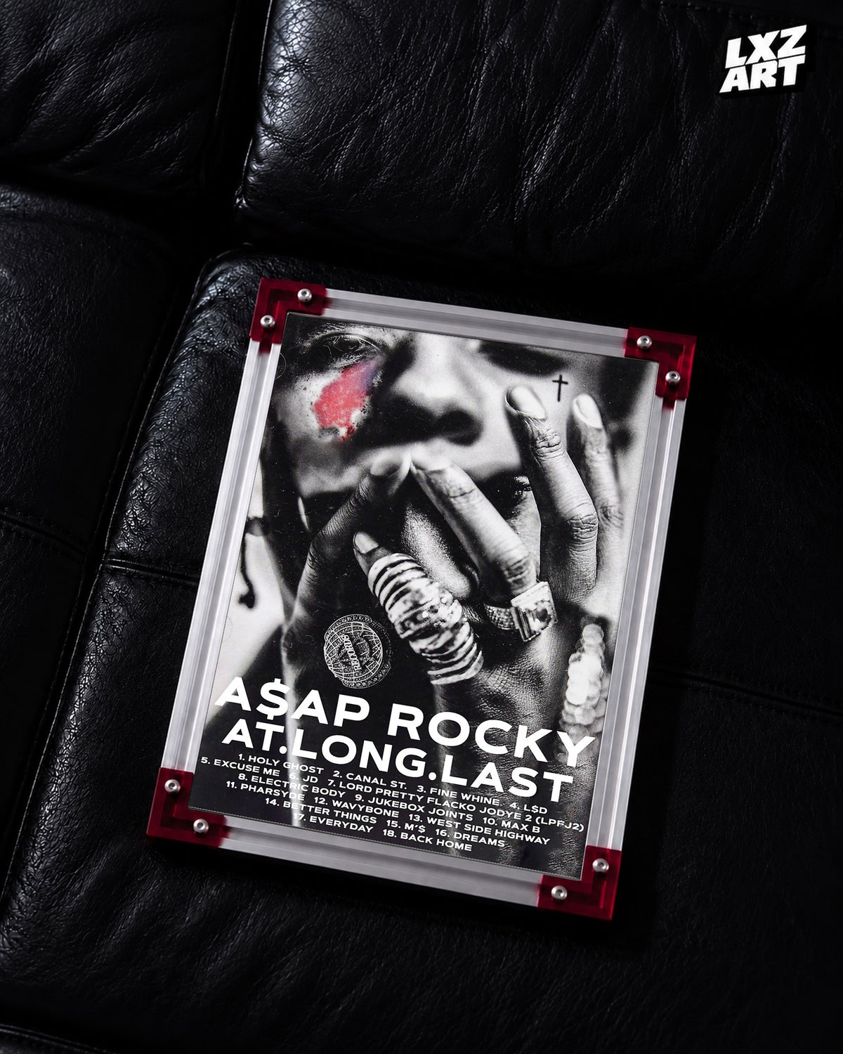 A$AP Rocky AT.LONG.LAST.A$AP Tracklist Poster | Unframed Hip Hop Wall Art — LXZART display 2; frame not included