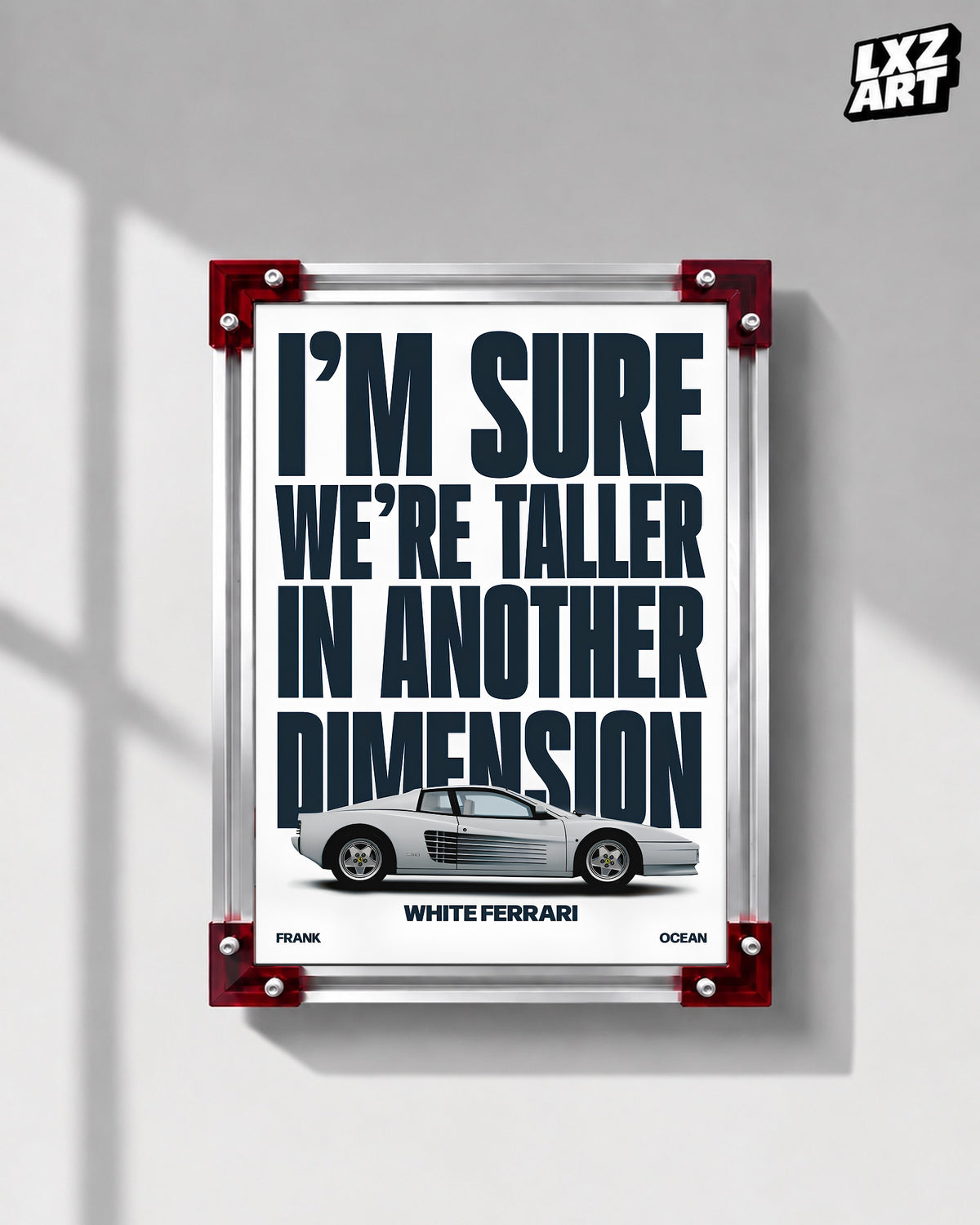 Frank Ocean White Ferrari Poster | Unframed Bedroom Wall Art — LXZART display 1; frame not included