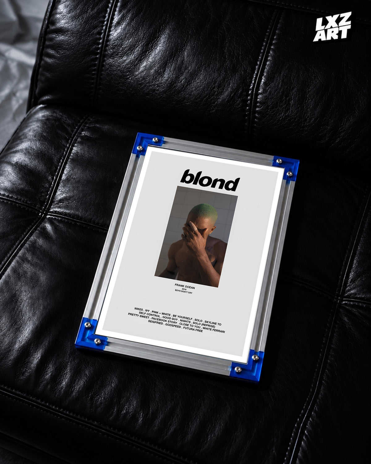 Frank Ocean Blonde Tracklist Poster | Unframed Bedroom Wall Art — LXZART display 2; frame not included