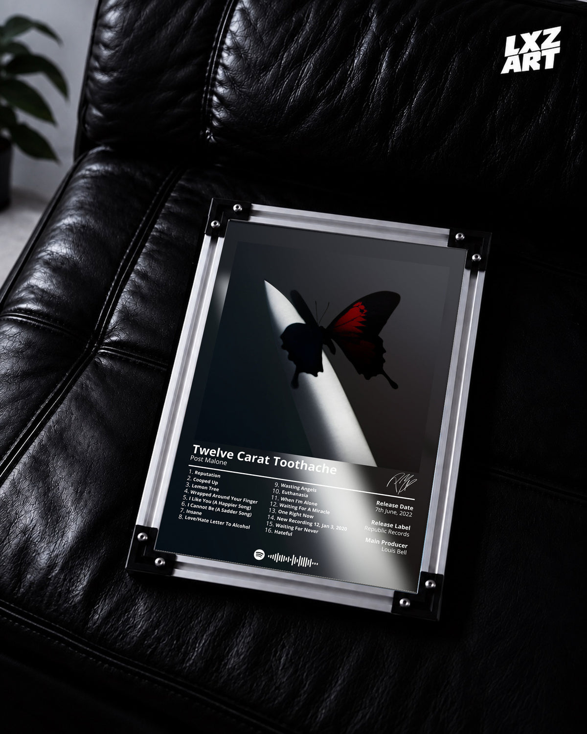 Post Malone Twelve Carat Toothache Tracklist Poster | Unframed Bedroom Wall Art — LXZART display 2; frame not included