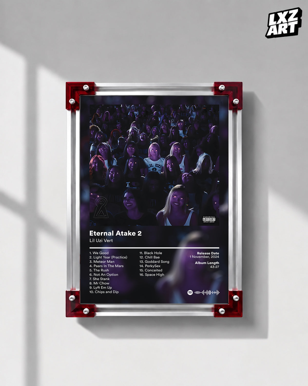 Lil Uzi Vert 'Eternal Atake 2' Album Poster — LXZART display 1; frame not included