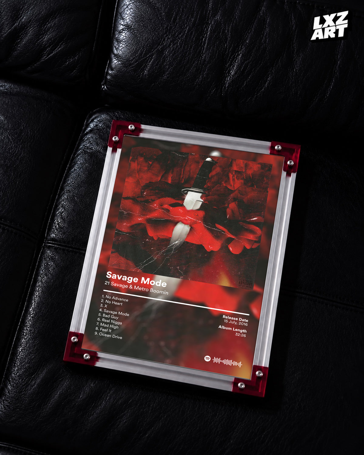 21 Savage & Metro Boomin Savage Mode Tracklist Poster | Unframed Bedroom Wall Art — LXZART display 2; frame not included