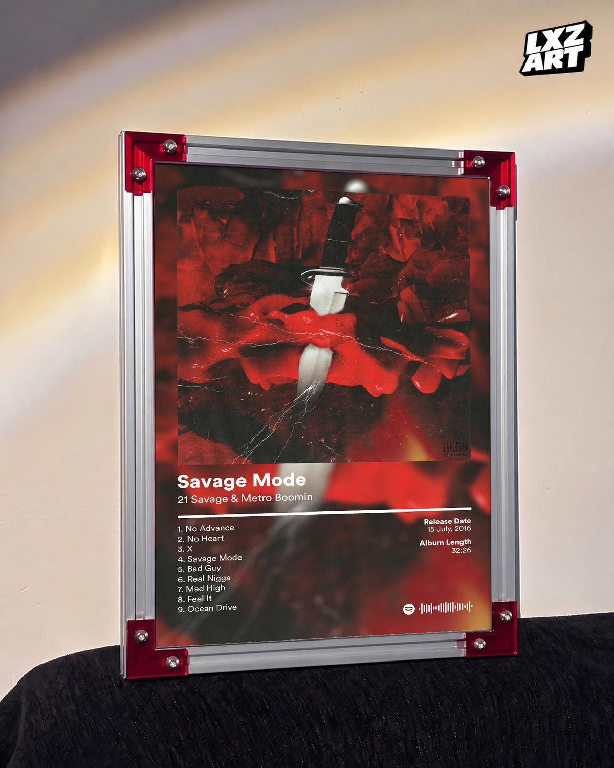 21 Savage & Metro Boomin Savage Mode Tracklist Poster | Unframed Bedroom Wall Art — LXZART display 3; frame not included