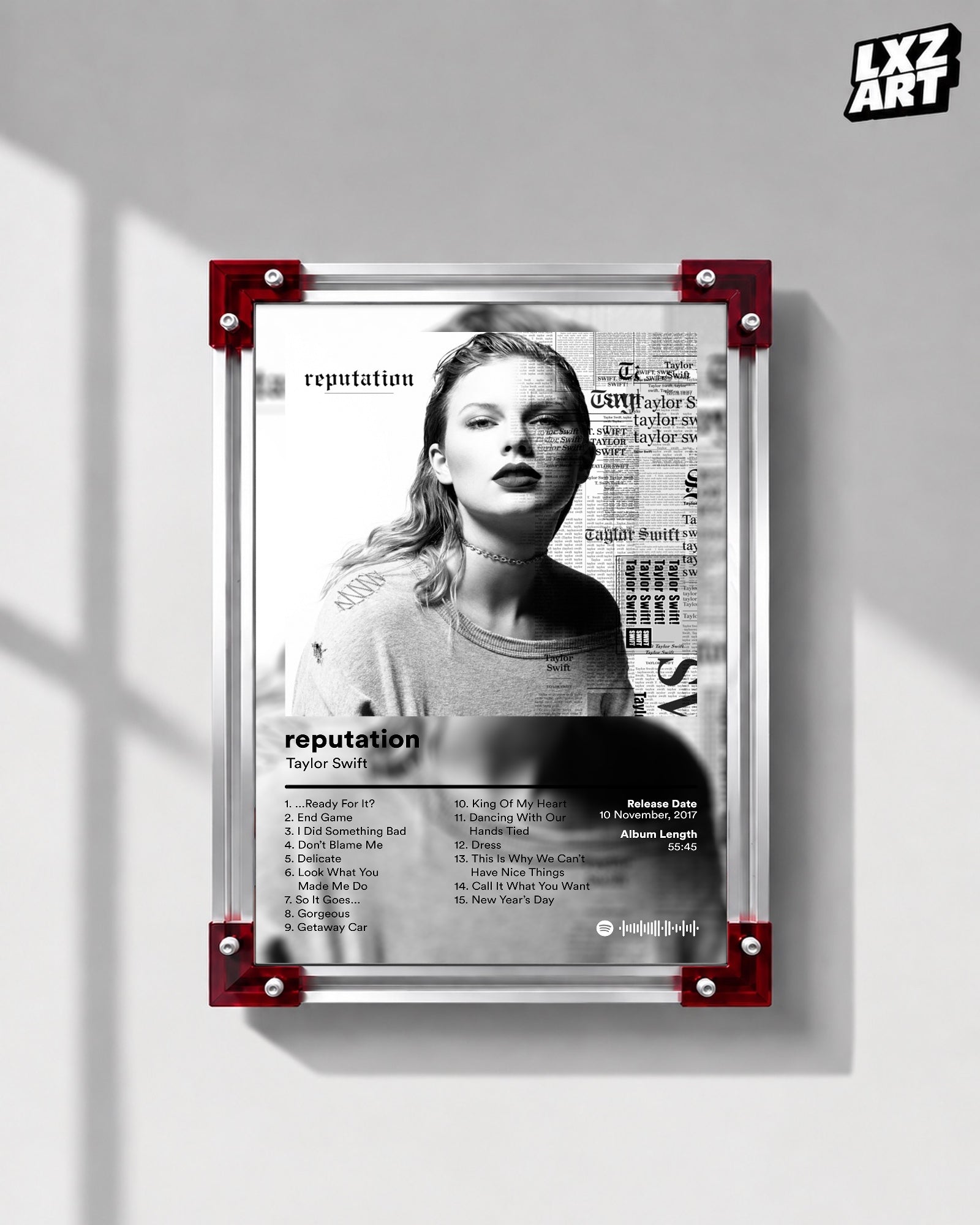 Taylor Swift Reputation Tracklist Poster | LXZART