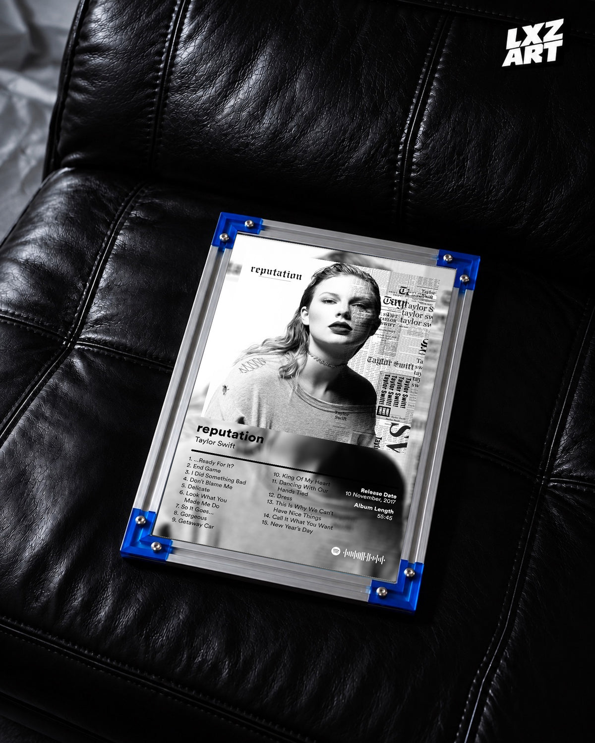 Taylor Swift Reputation Tracklist Poster | Unframed Bedroom Wall Art — LXZART display 2; frame not included