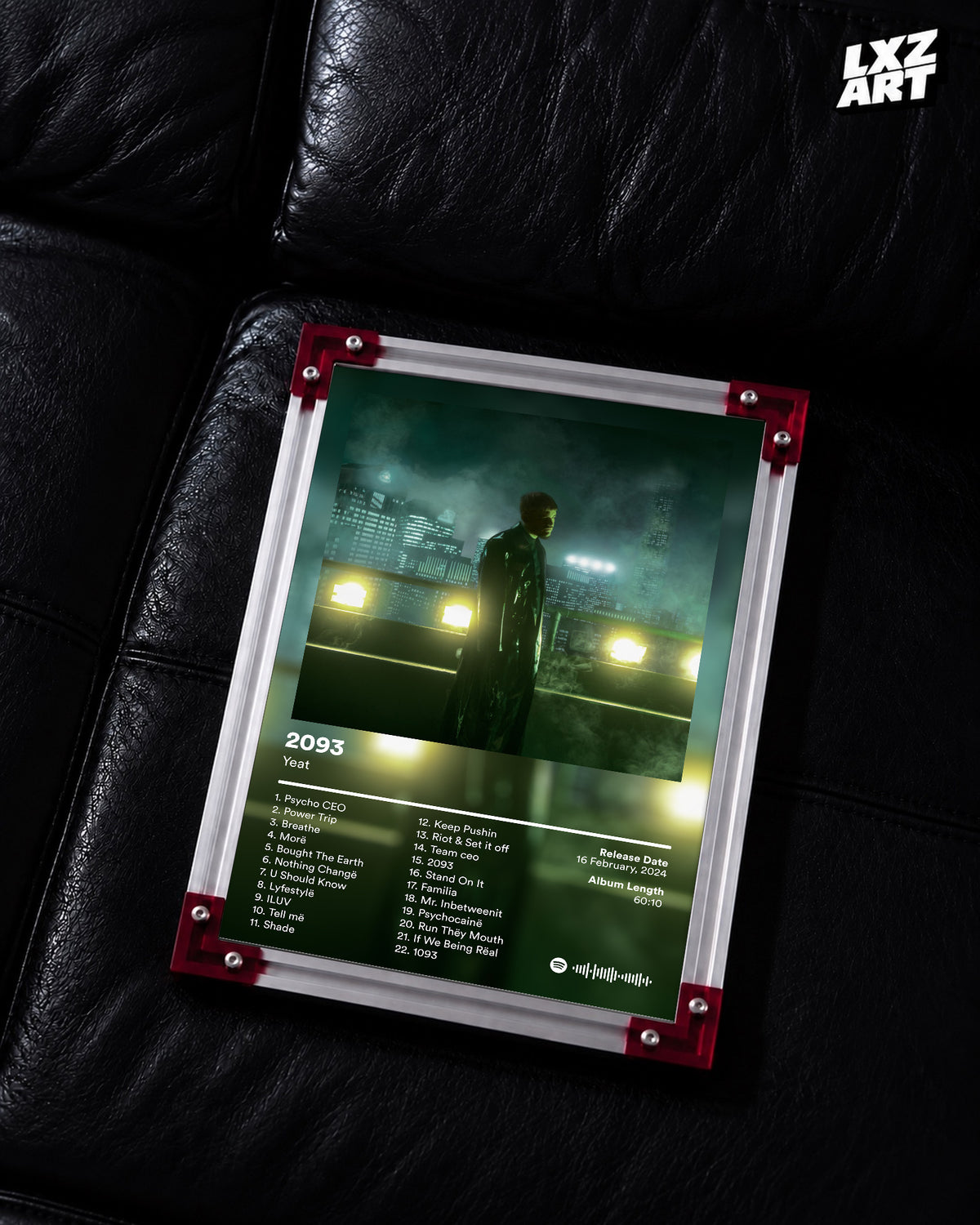 Yeat 2093 Tracklist Poster | Unframed Bedroom Wall Art — LXZART display 2; frame not included
