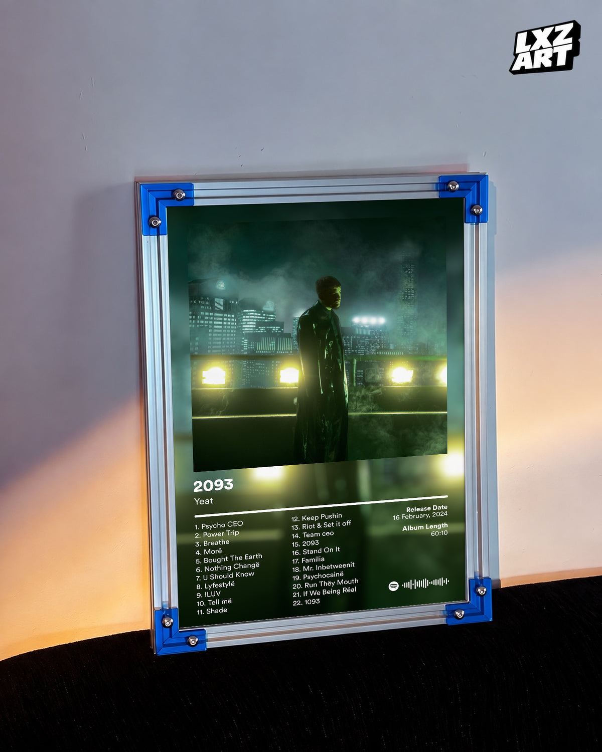 Yeat 2093 Tracklist Poster | Unframed Bedroom Wall Art — LXZART display 3; frame not included