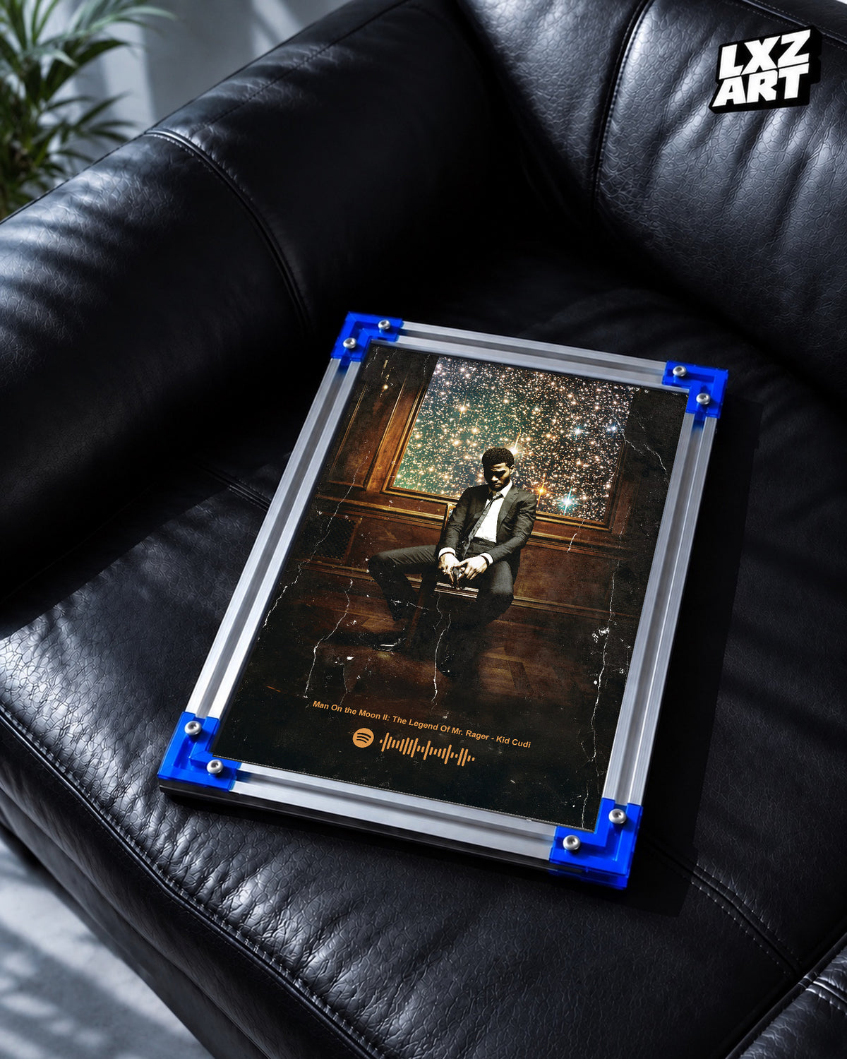 Kid Cudi 'Man On The Moon II: The Legend Of Mr. Rager' Spotify Poster — LXZART display 2; frame not included