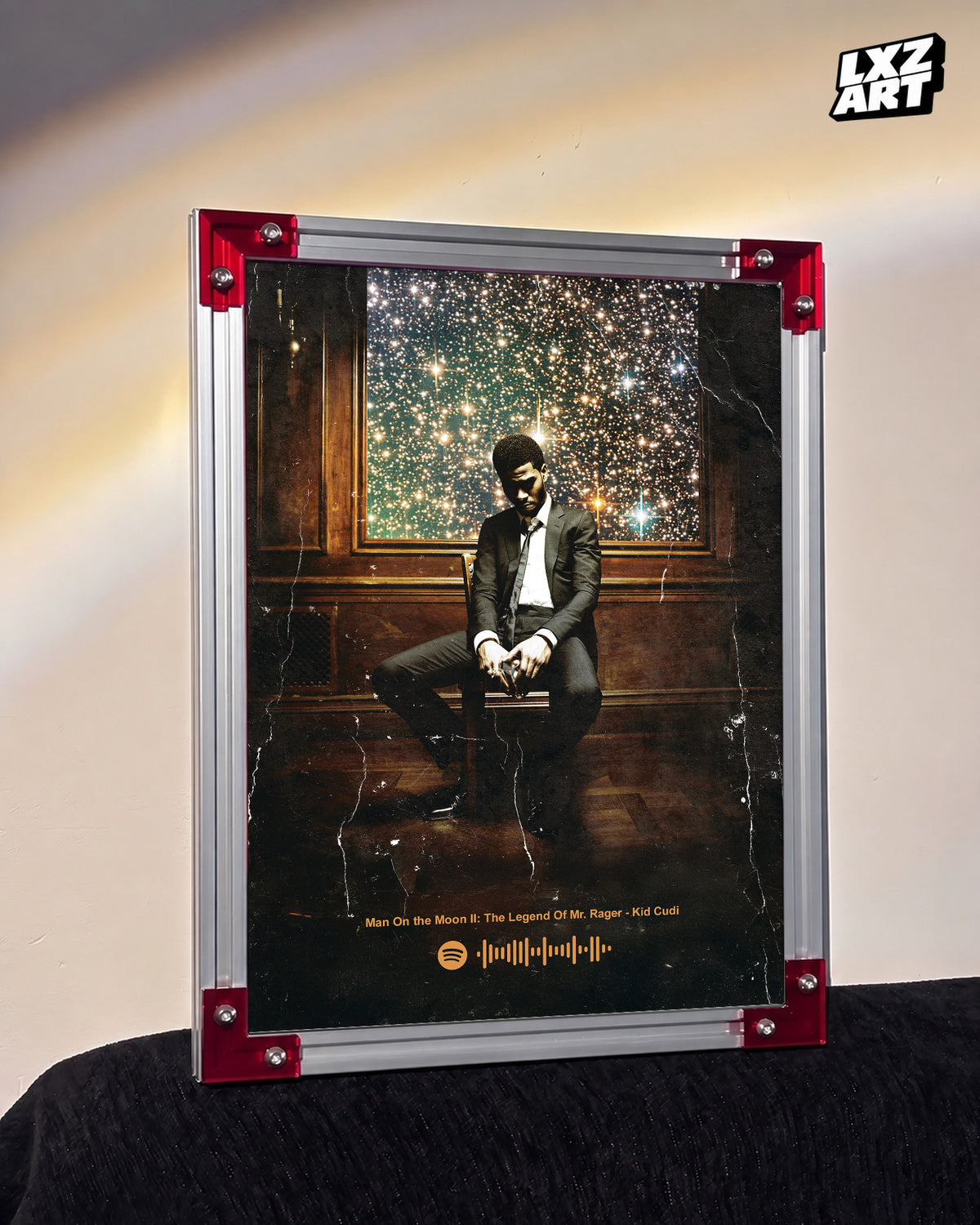 Kid Cudi 'Man On The Moon II: The Legend Of Mr. Rager' Spotify Poster — LXZART display 3; frame not included