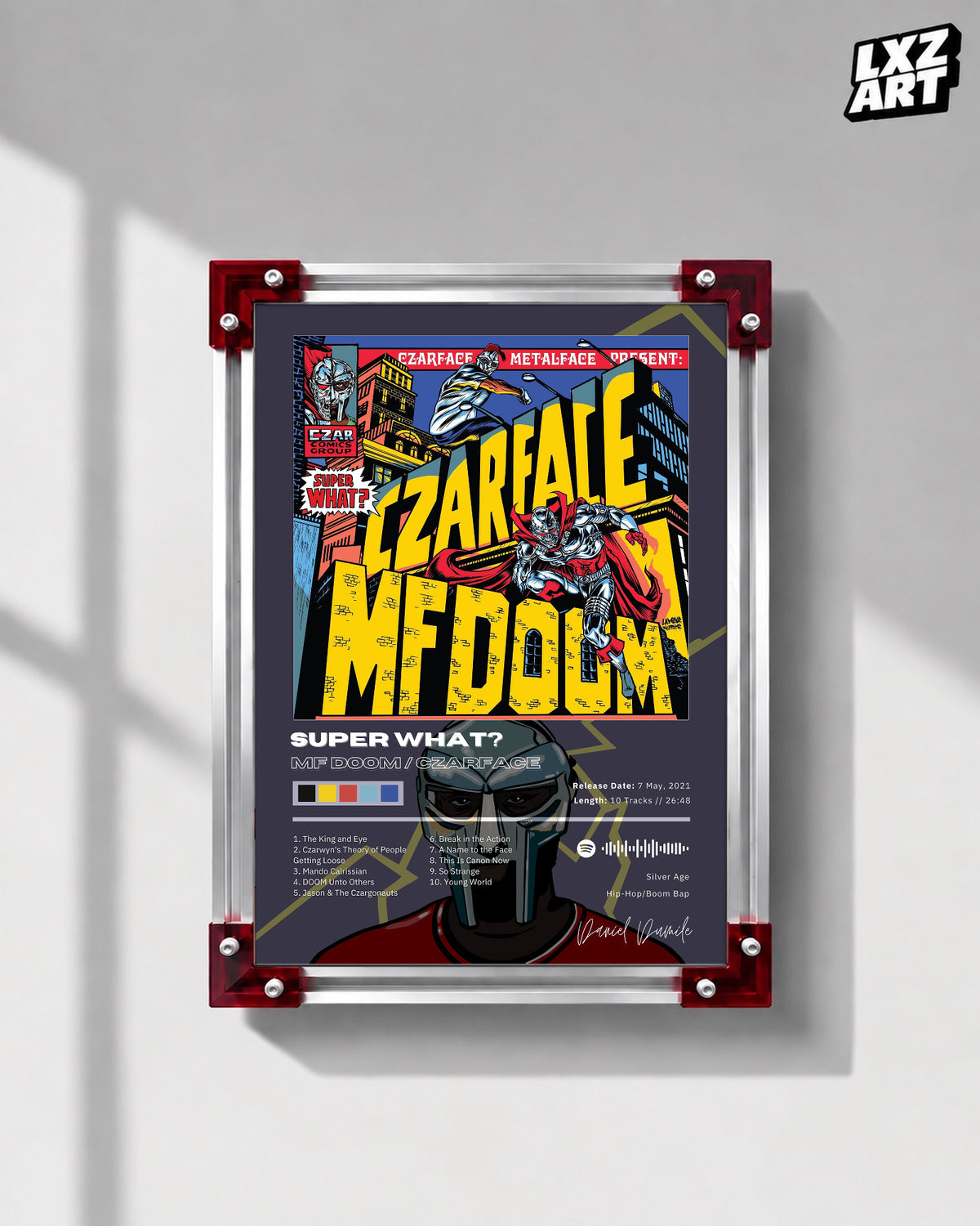 MF DOOM Czarface Meets Metal Face Super What? Album Poster | Unframed Bedroom Wall Art — LXZART display 1; frame not included