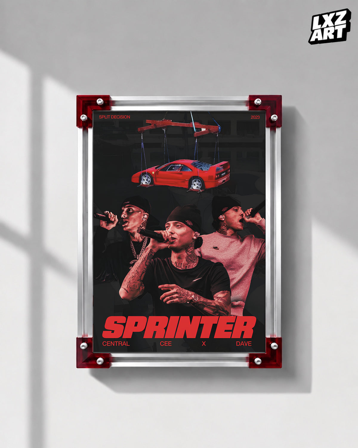 Dave x Central Cee Sprinter Poster | Unframed UK Hip Hop Wall Art — LXZART display 1; frame not included