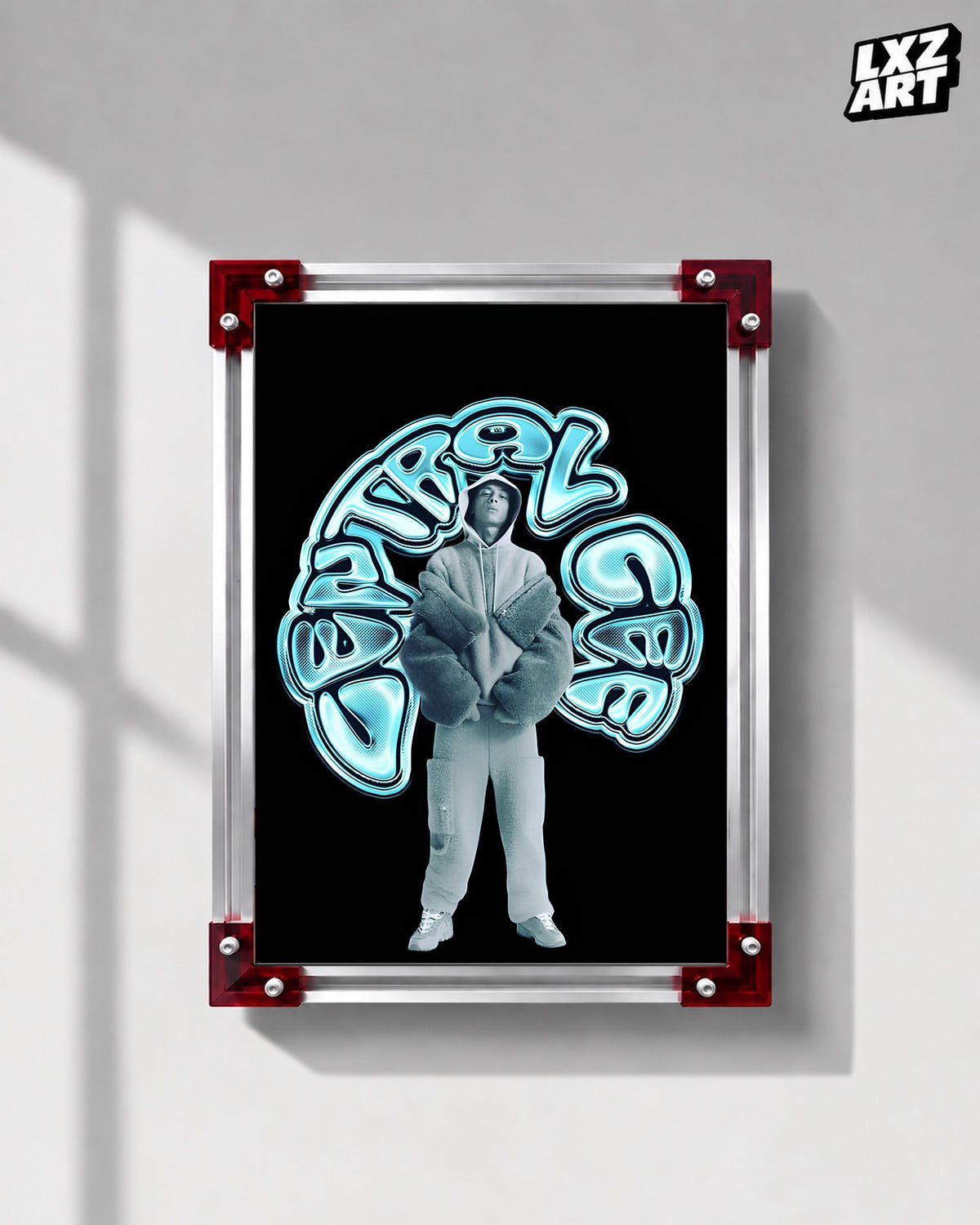 Central Cee Blue Bubble Graphic Poster | Unframed UK Rap Wall Art — LXZART display 1; frame not included