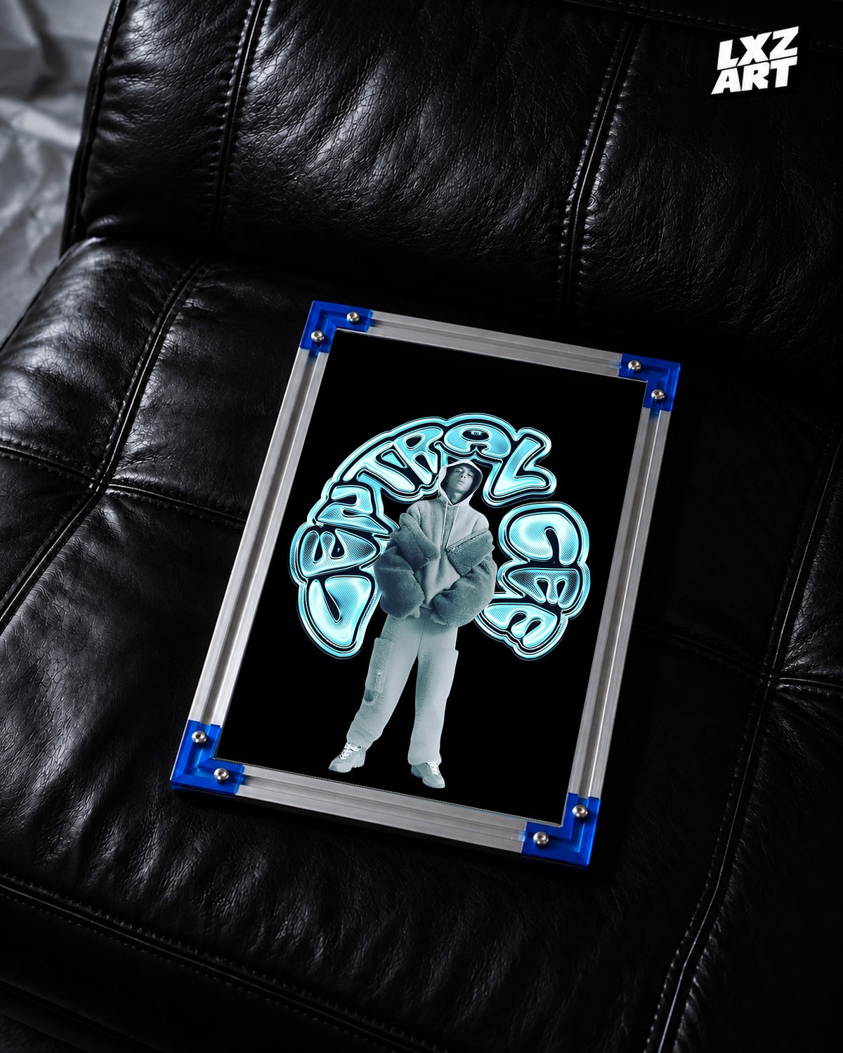 Central Cee Blue Bubble Graphic Poster | Unframed UK Rap Wall Art — LXZART display 2; frame not included