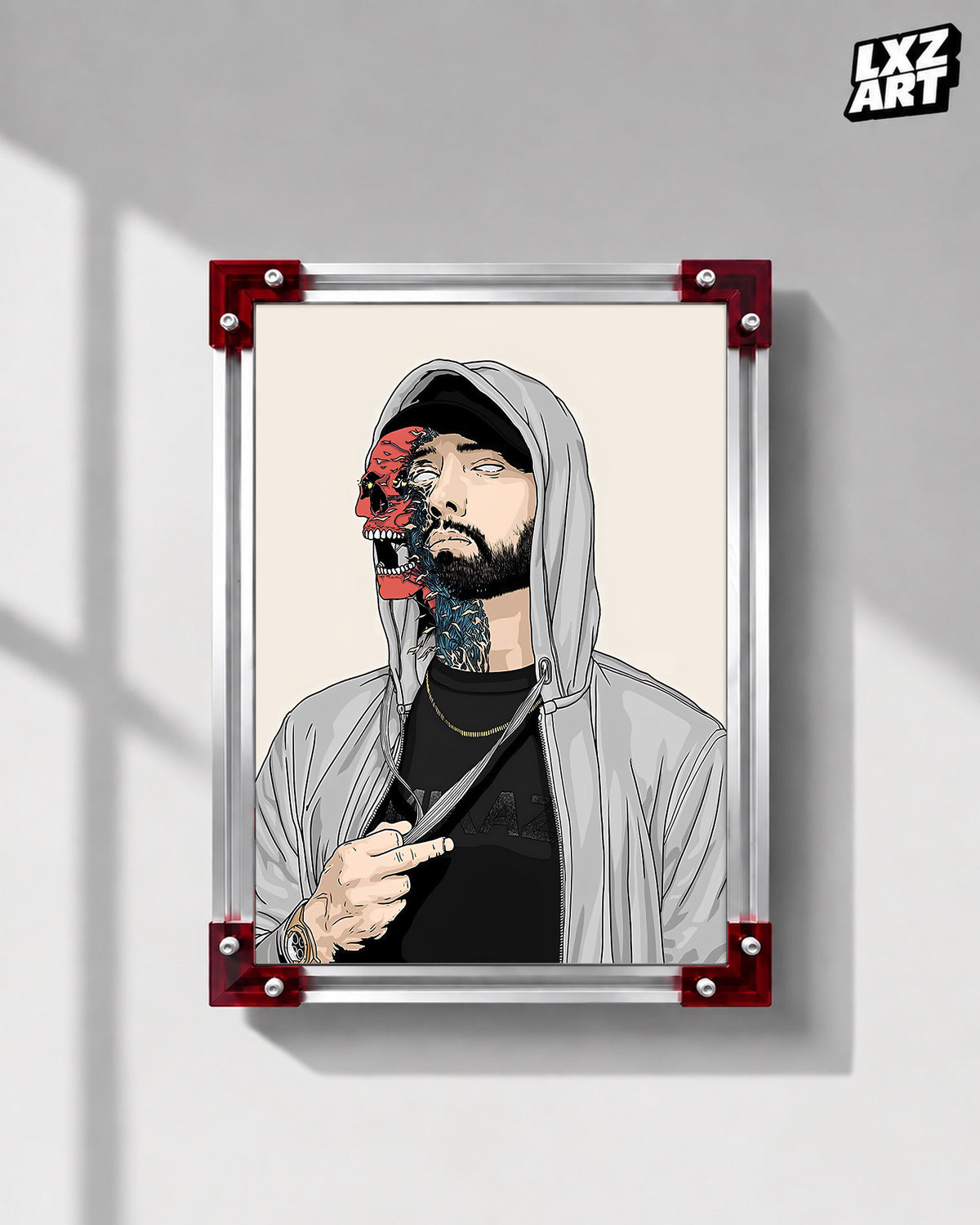 Eminem Split Face Illustration Poster | Unframed Bedroom Wall Art — LXZART display 1; frame not included