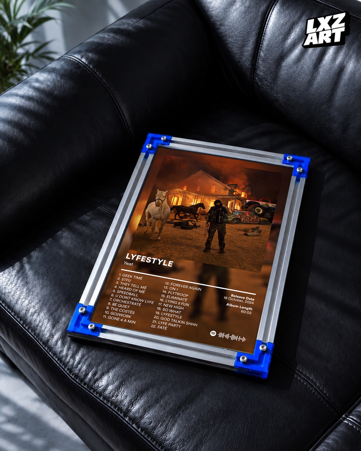 Yeat Lyfestyle Tracklist Poster | Unframed Bedroom Wall Art — LXZART display 2; frame not included