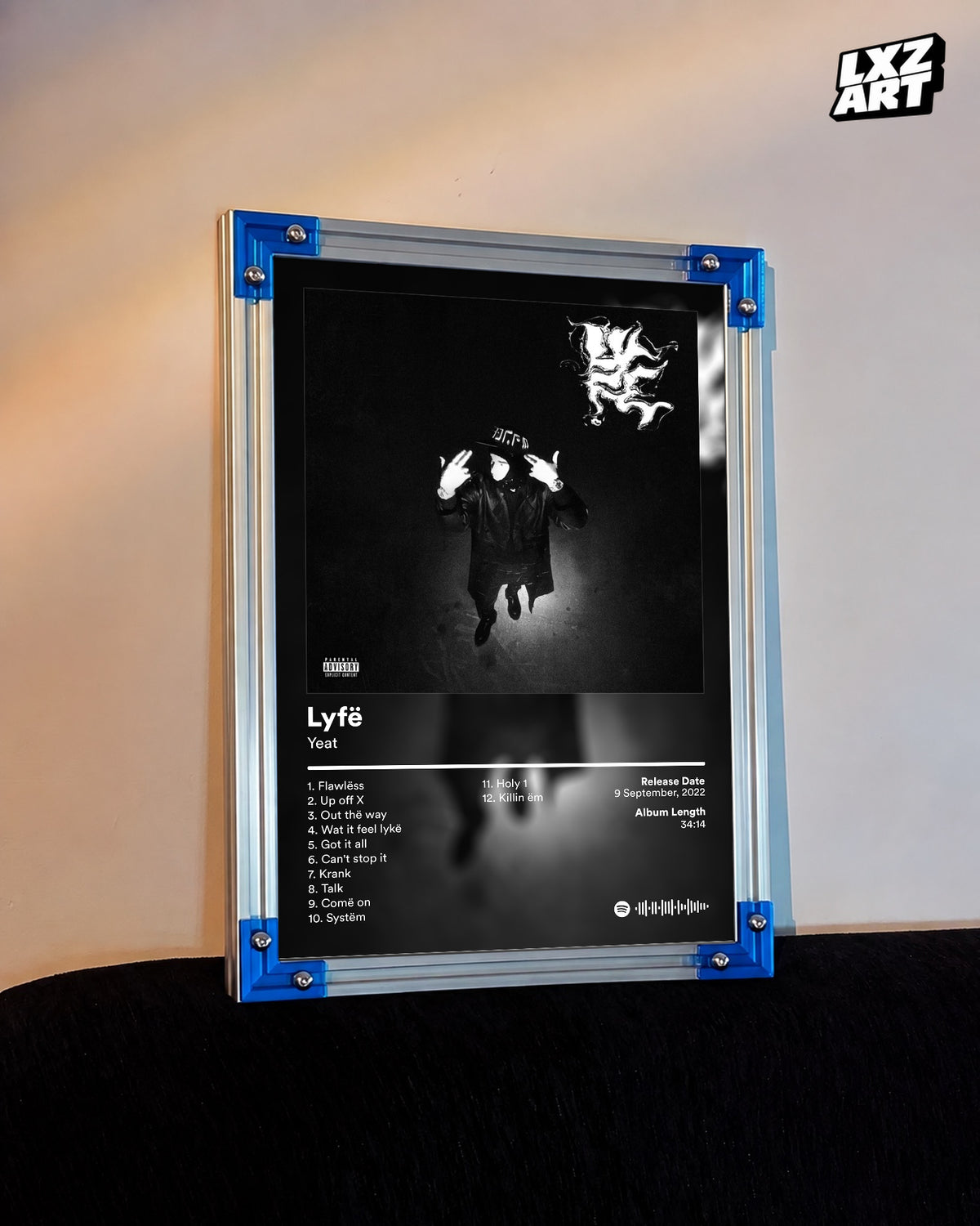 Yeat Lyfë Tracklist Poster | Unframed Bedroom Wall Art — LXZART display 3; frame not included