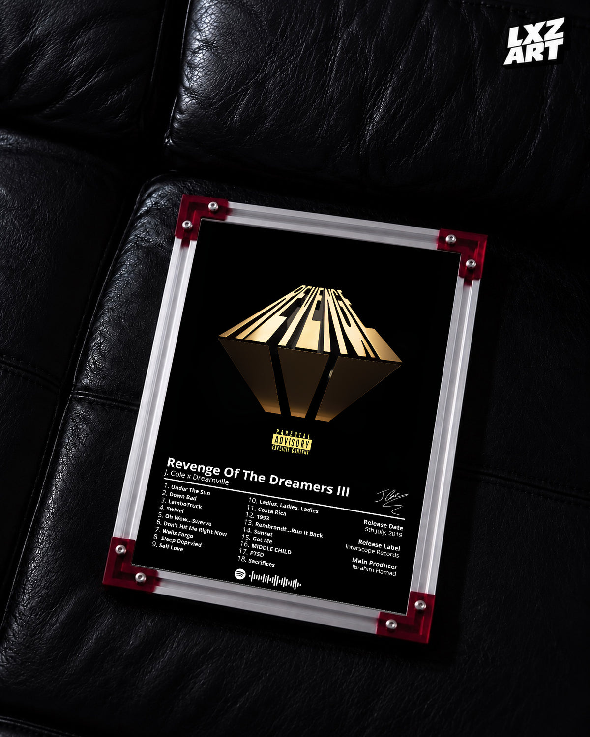 J. Cole 'Revenge Of The Dreamers III' Album Poster — LXZART display 2; frame not included