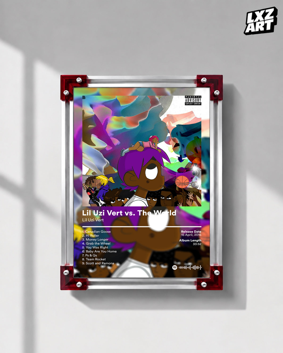 Lil Uzi Vert 'Vs. The World' Album Poster — LXZART display 1; frame not included