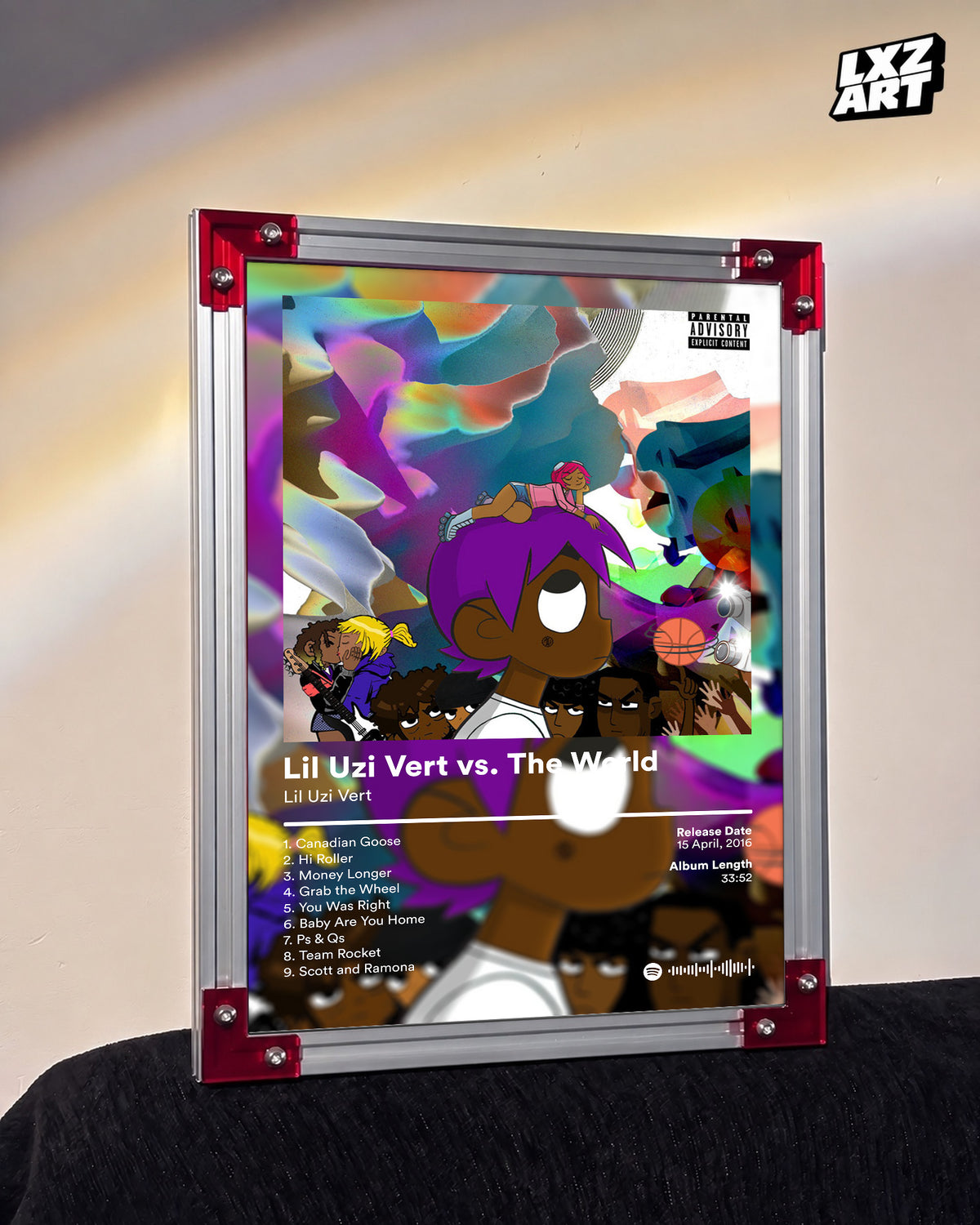 Lil Uzi Vert 'Vs. The World' Album Poster — LXZART display 3; frame not included