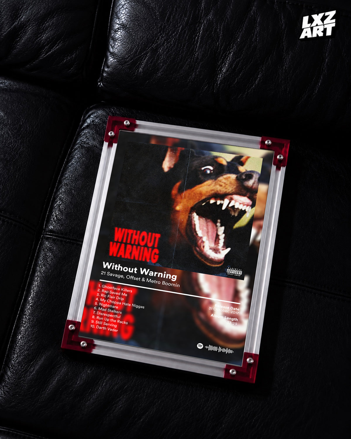 21 Savage & Metro Boomin Without Warning Album Cover Poster | Unframed Bedroom Wall Art — LXZART display 2; frame not included