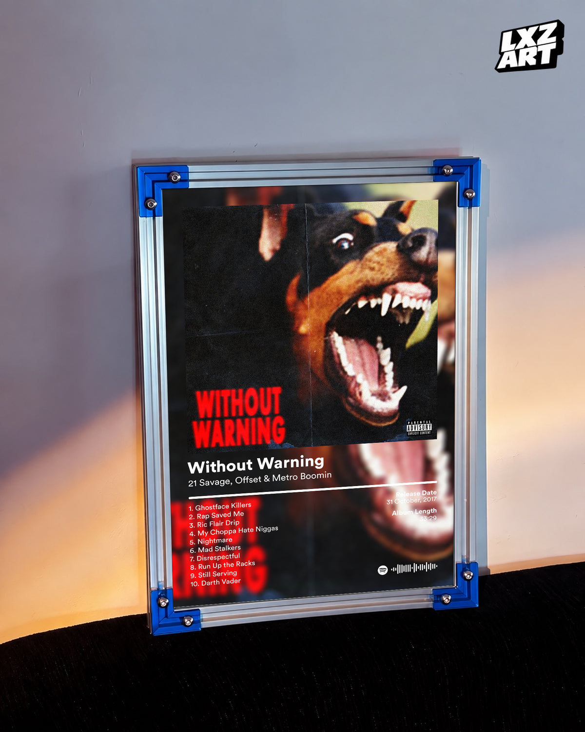 21 Savage & Metro Boomin Without Warning Album Cover Poster | Unframed Bedroom Wall Art — LXZART display 3; frame not included