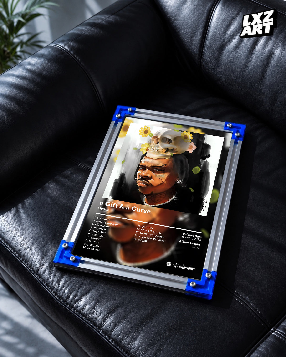 Gunna a Gift & a Curse Tracklist Poster | Unframed Wall Art — LXZART display 2; frame not included