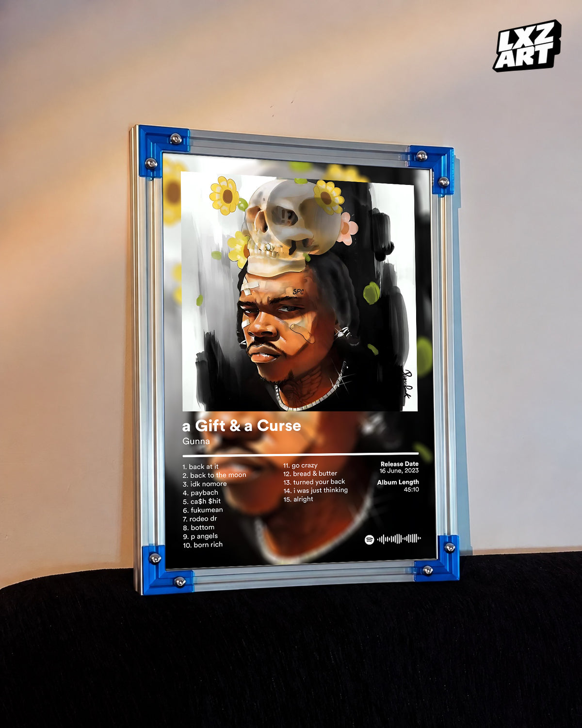 Gunna a Gift & a Curse Tracklist Poster | Unframed Wall Art — LXZART display 3; frame not included