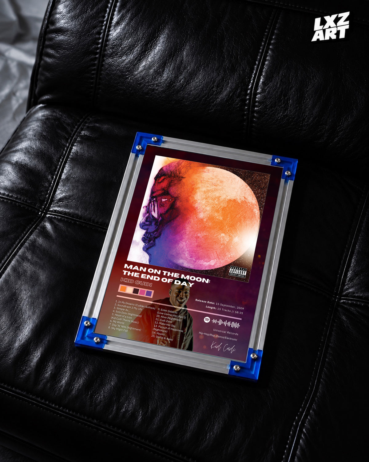Kid Cudi 'Man On The Moon: The End Of Day' Album Poster — LXZART display 2; frame not included