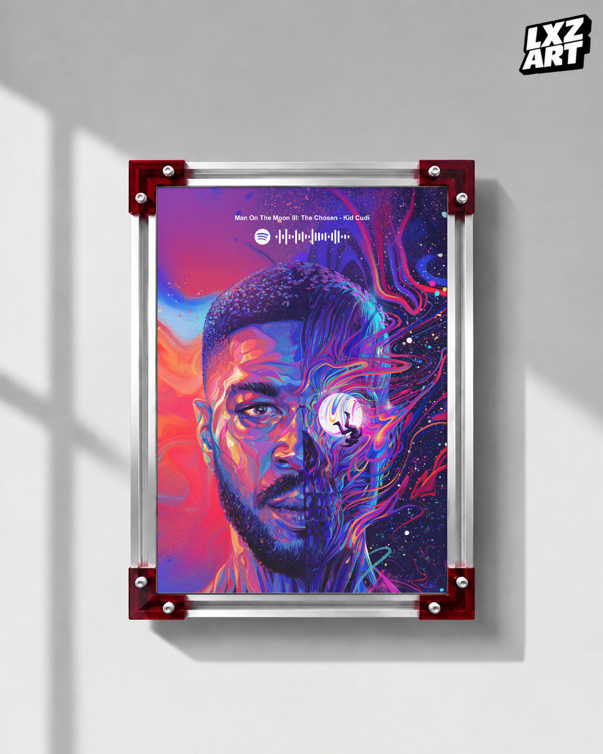Kid Cudi 'Man On The Moon III' Spotify Poster — LXZART display 1; frame not included