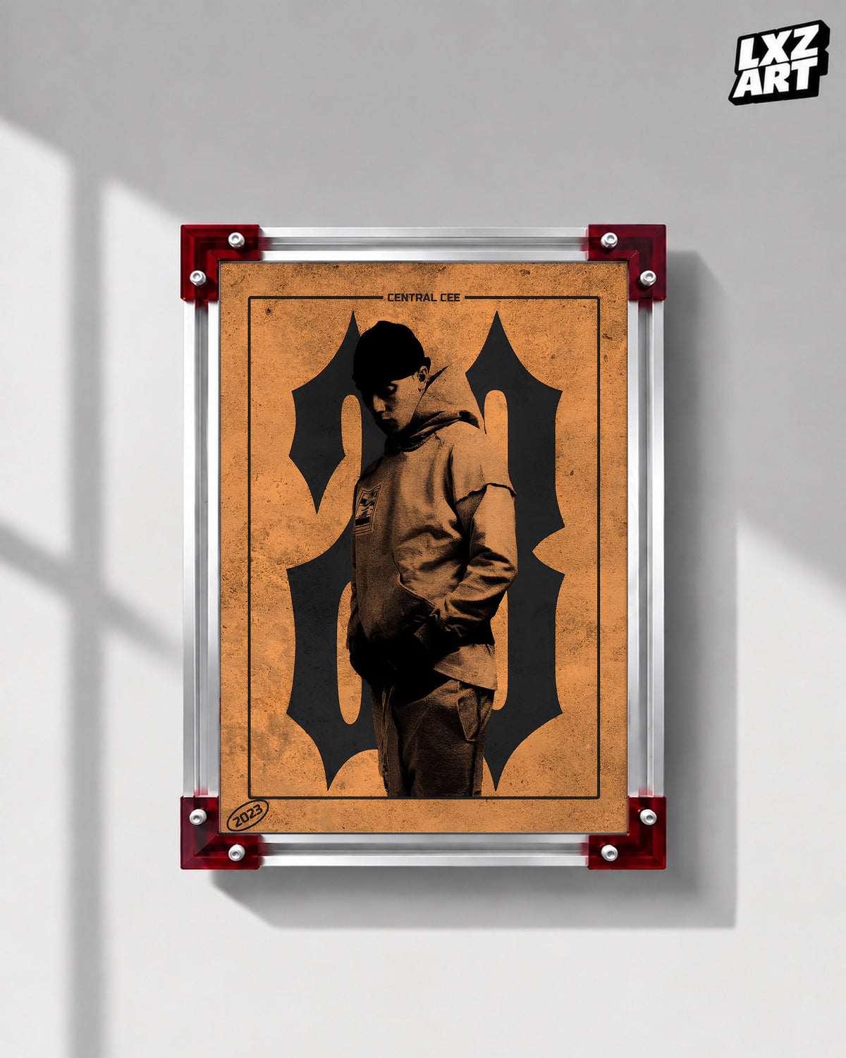 Central Cee 2023 Vintage Graphic Poster | Unframed UK Rap Wall Art — LXZART display 1; frame not included