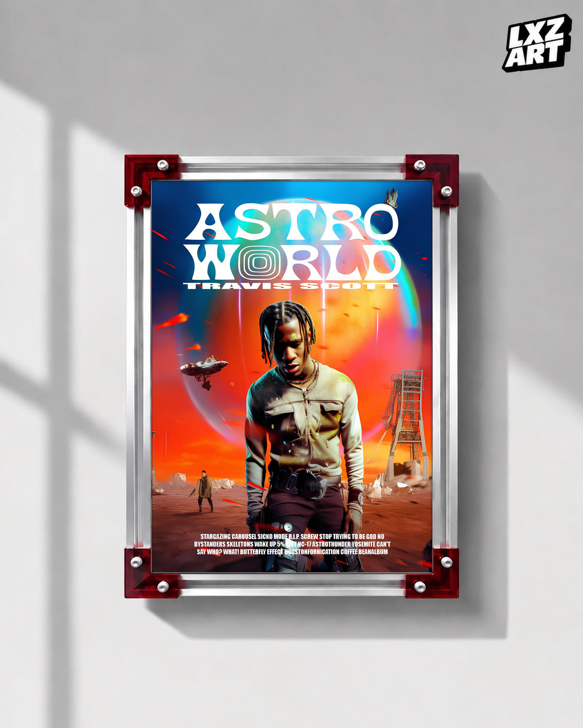Travis Scott Astroworld Album Poster | Unframed Bedroom Wall Art — LXZART display 1; frame not included