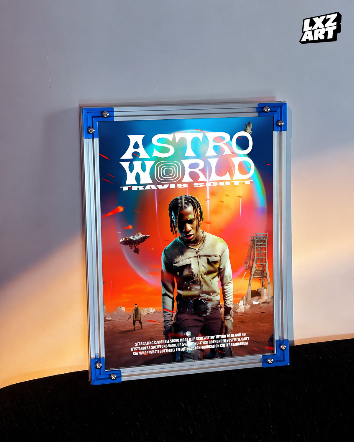 Travis Scott Astroworld Album Poster | Unframed Bedroom Wall Art — LXZART display 3; frame not included