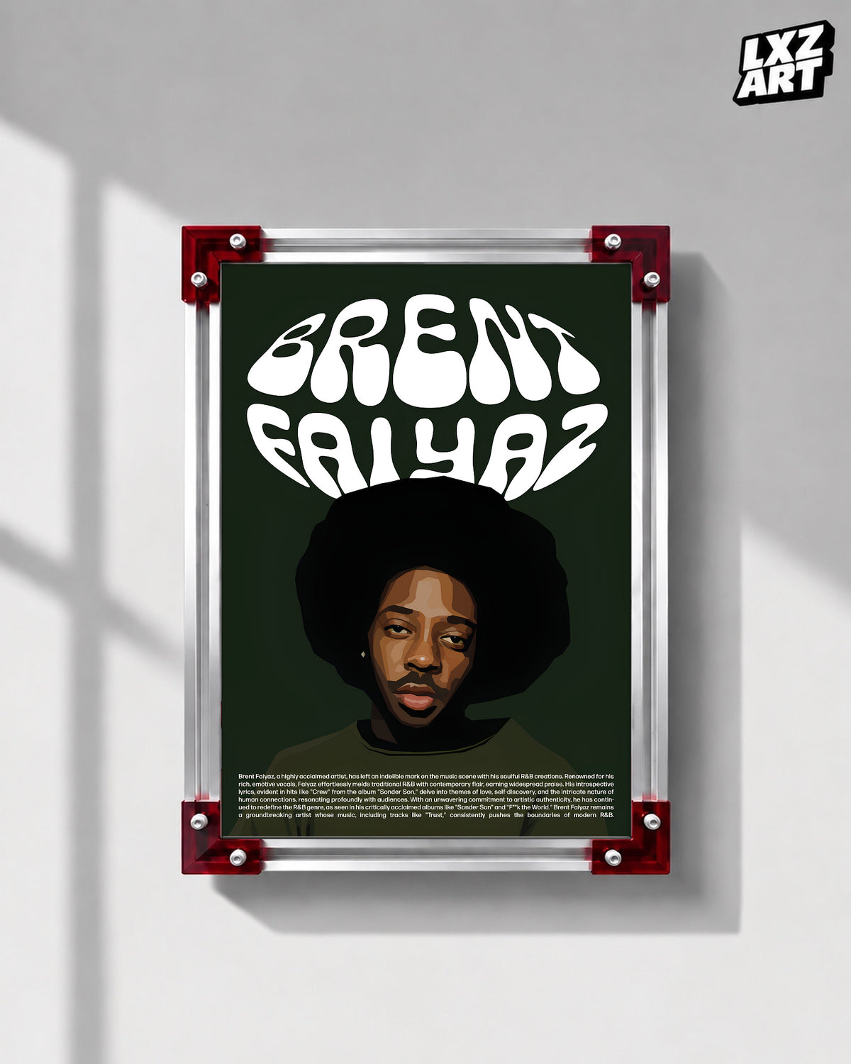 Brent Faiyaz Portrait Poster | Unframed Bedroom Wall Art — LXZART display 1; frame not included