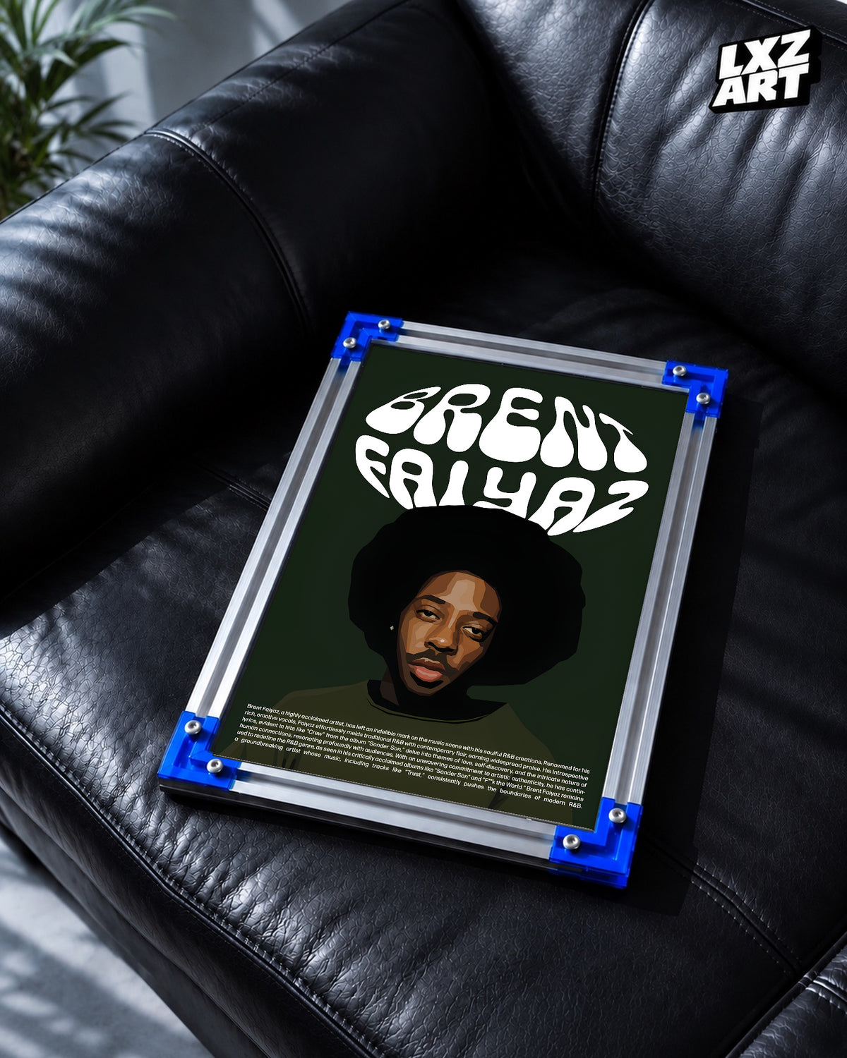 Brent Faiyaz Portrait Poster | Unframed Bedroom Wall Art — LXZART display 2; frame not included