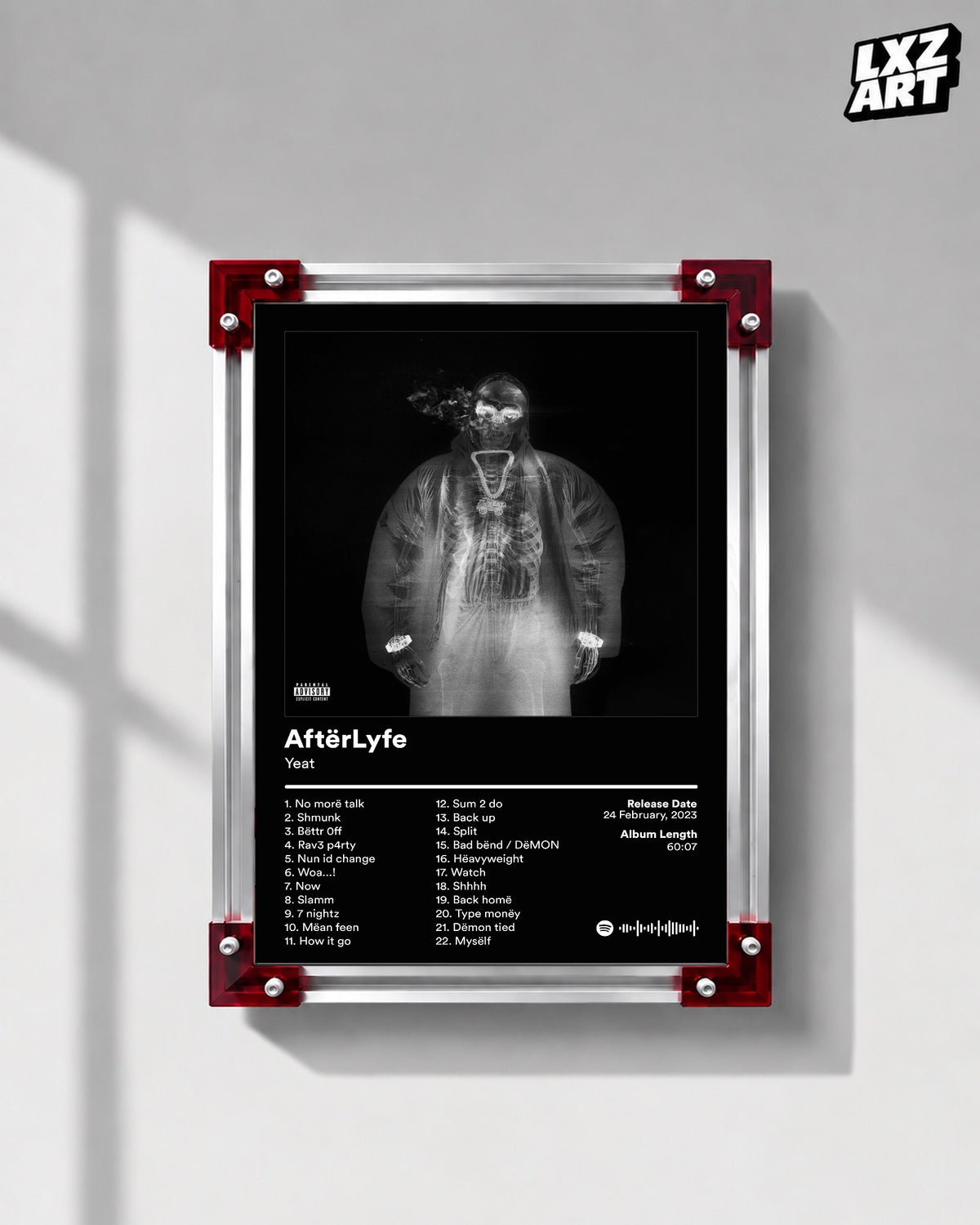 Yeat AftërLyfe Tracklist Poster | Unframed Bedroom Wall Art — LXZART display 1; frame not included