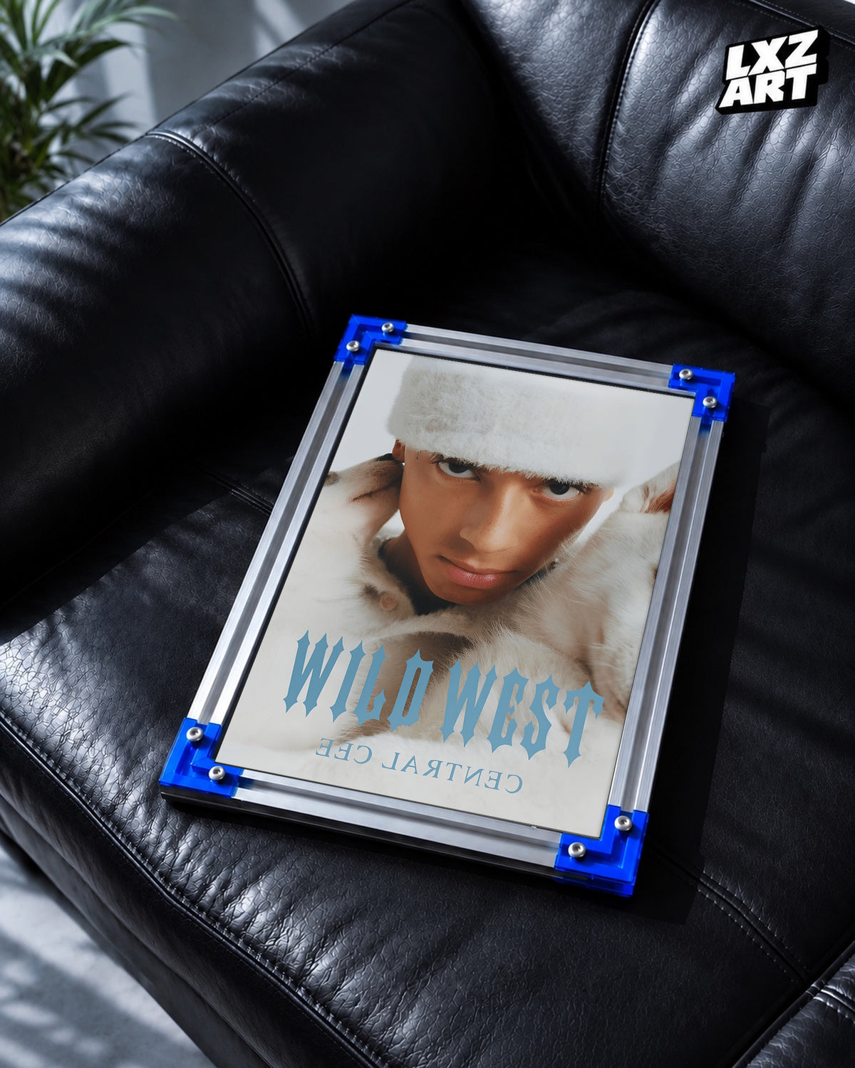 Central Cee Wild West Fur Hat Portrait Poster | Unframed UK Rap Wall Art — LXZART display 2; frame not included