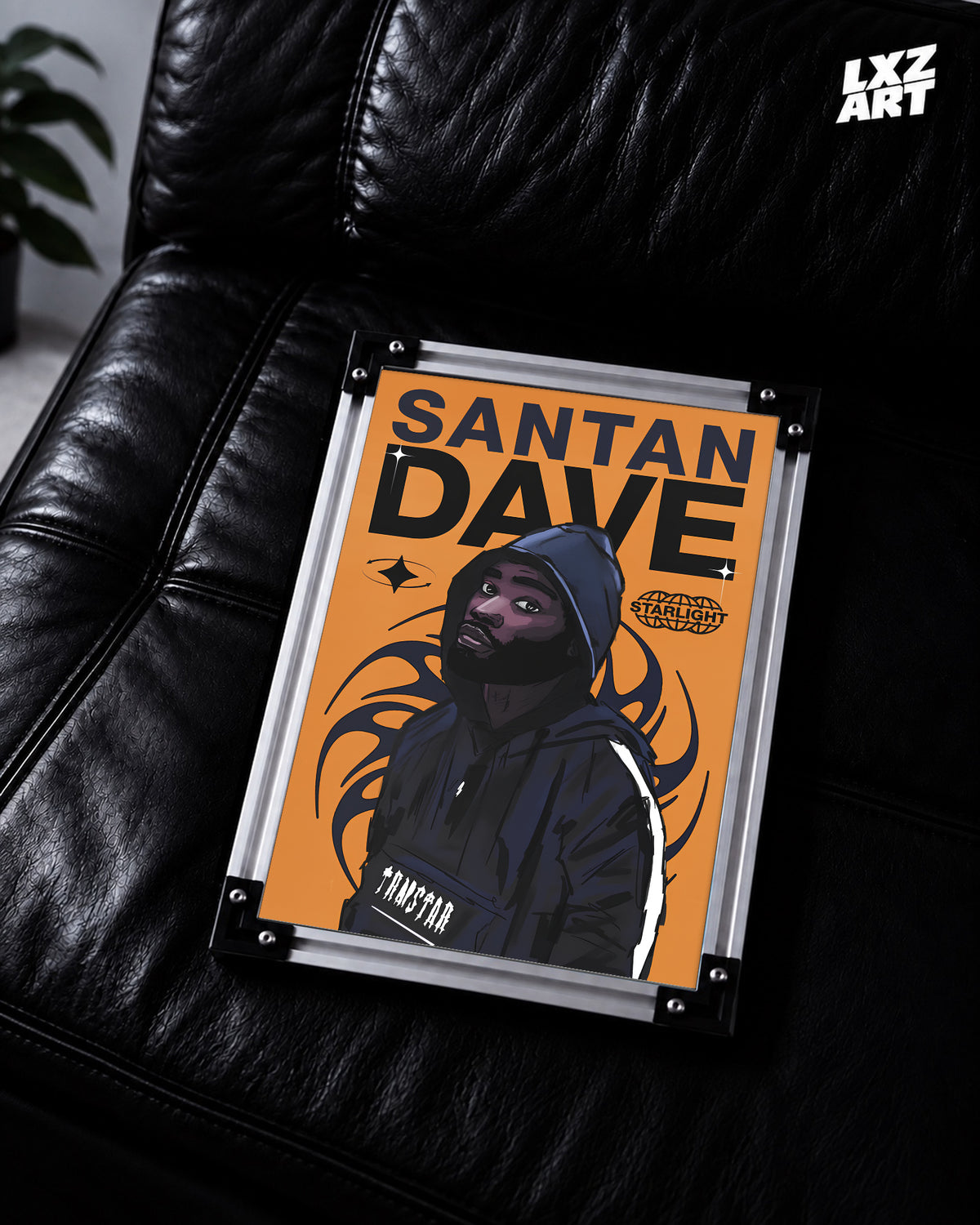 Dave Starlight Illustration Poster | Unframed UK Rap Wall Art — LXZART display 2; frame not included
