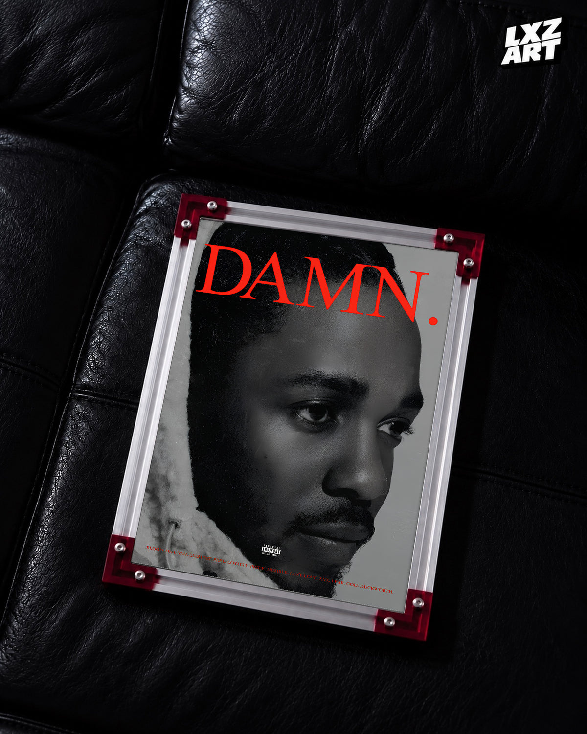 Kendrick Lamar DAMN. Black and White Portrait Poster | Unframed Hip Hop Wall Art — LXZART display 2; frame not included