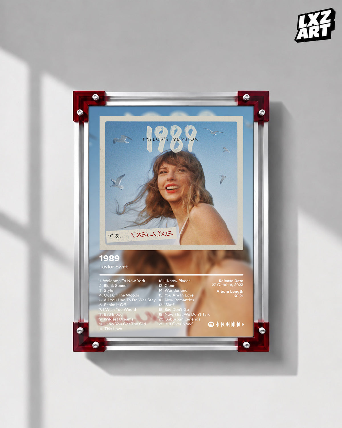 Taylor Swift 1989 Deluxe Tracklist Poster | Unframed Bedroom Wall Art — LXZART display 1; frame not included