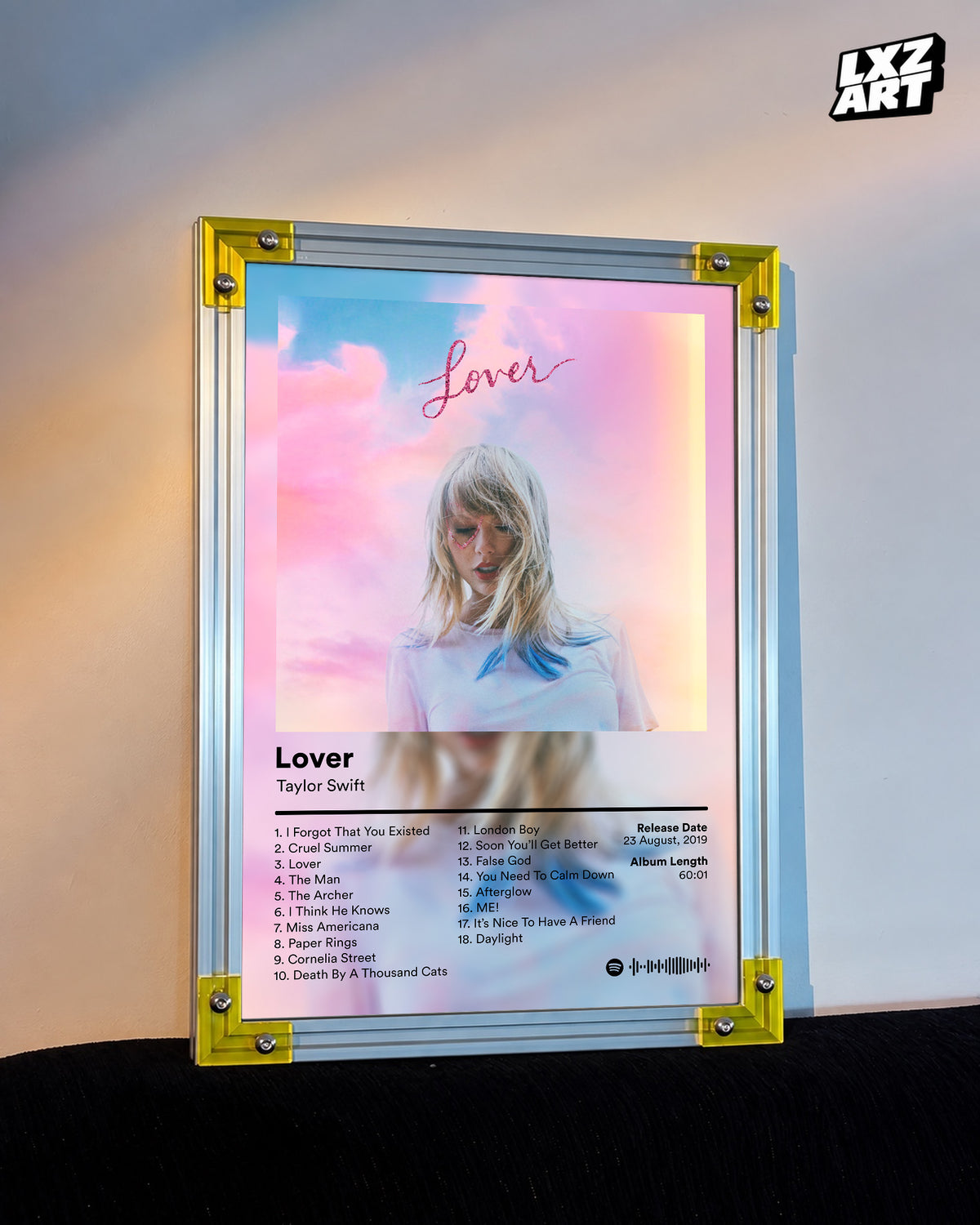 Taylor Swift Lover Tracklist Poster | Unframed Bedroom Wall Art — LXZART display 3; frame not included