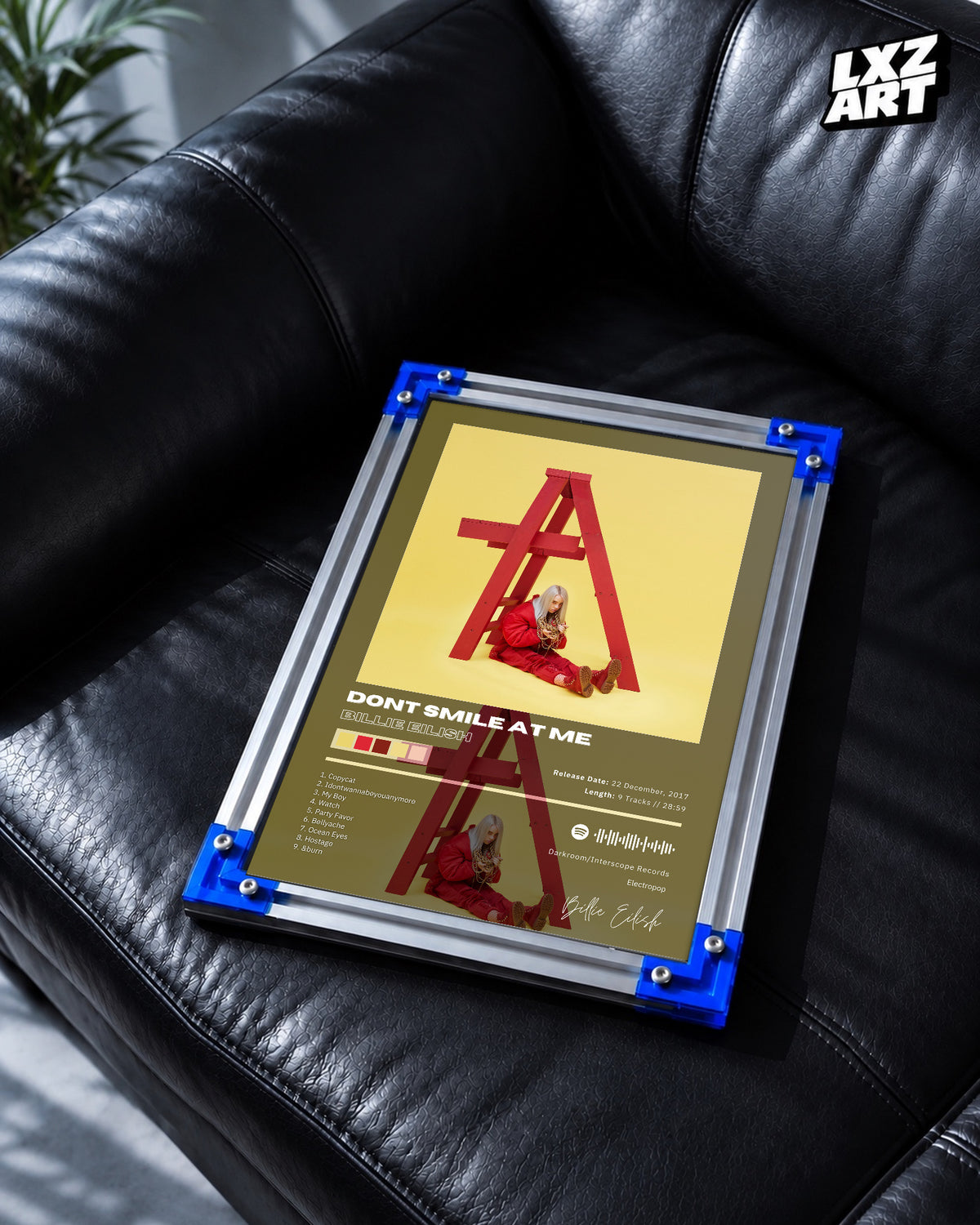 Billie Eilish Don’t Smile at Me Tracklist Poster | Unframed Bedroom Wall Art — LXZART display 2; frame not included