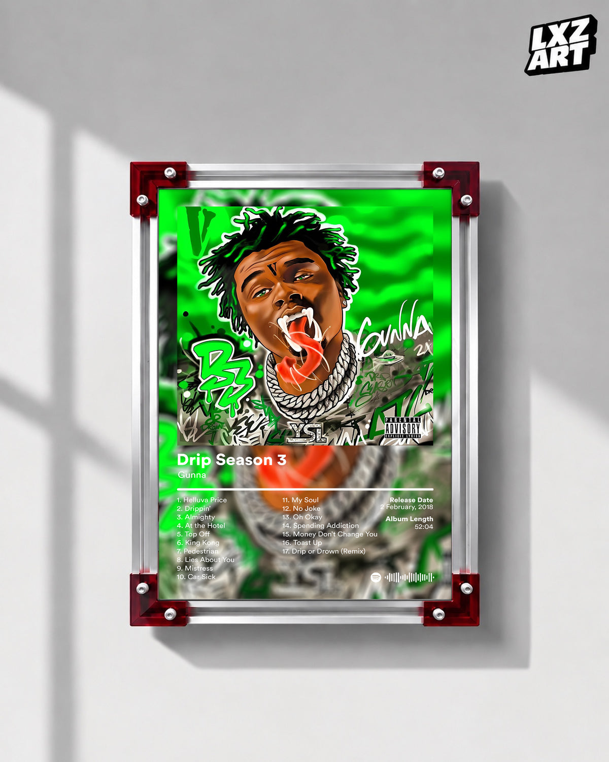 Gunna 'Drip Season 3' Album Poster — LXZART display 1; frame not included