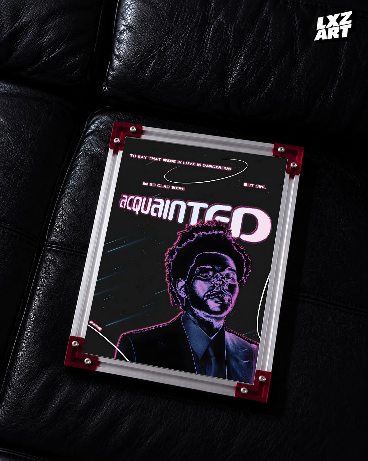 The Weeknd Acquainted Lyric Poster | Unframed Bedroom Wall Art — LXZART display 2; frame not included