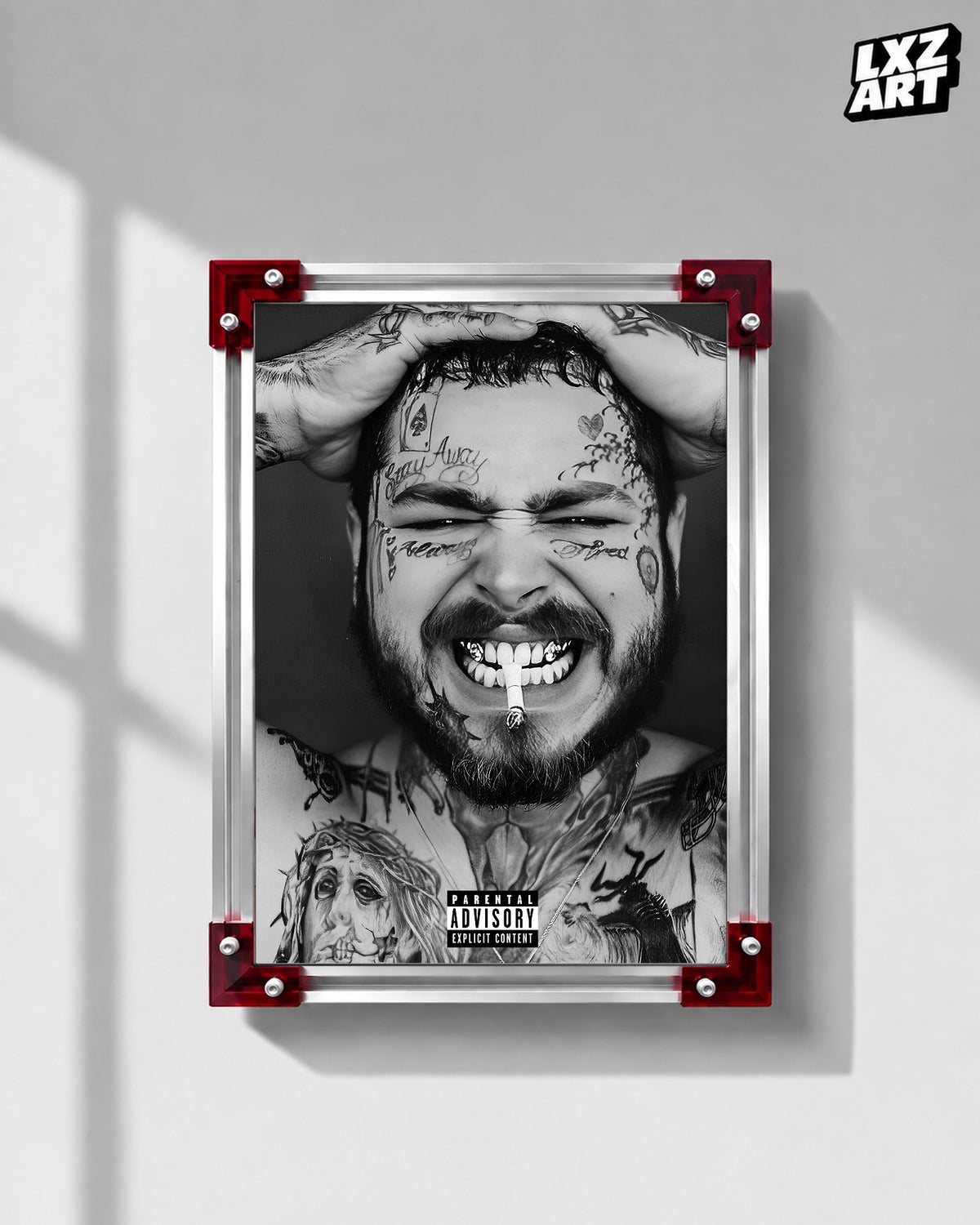 Post Malone Black and White Portrait Poster | Unframed Bedroom Wall Art — LXZART display 1; frame not included