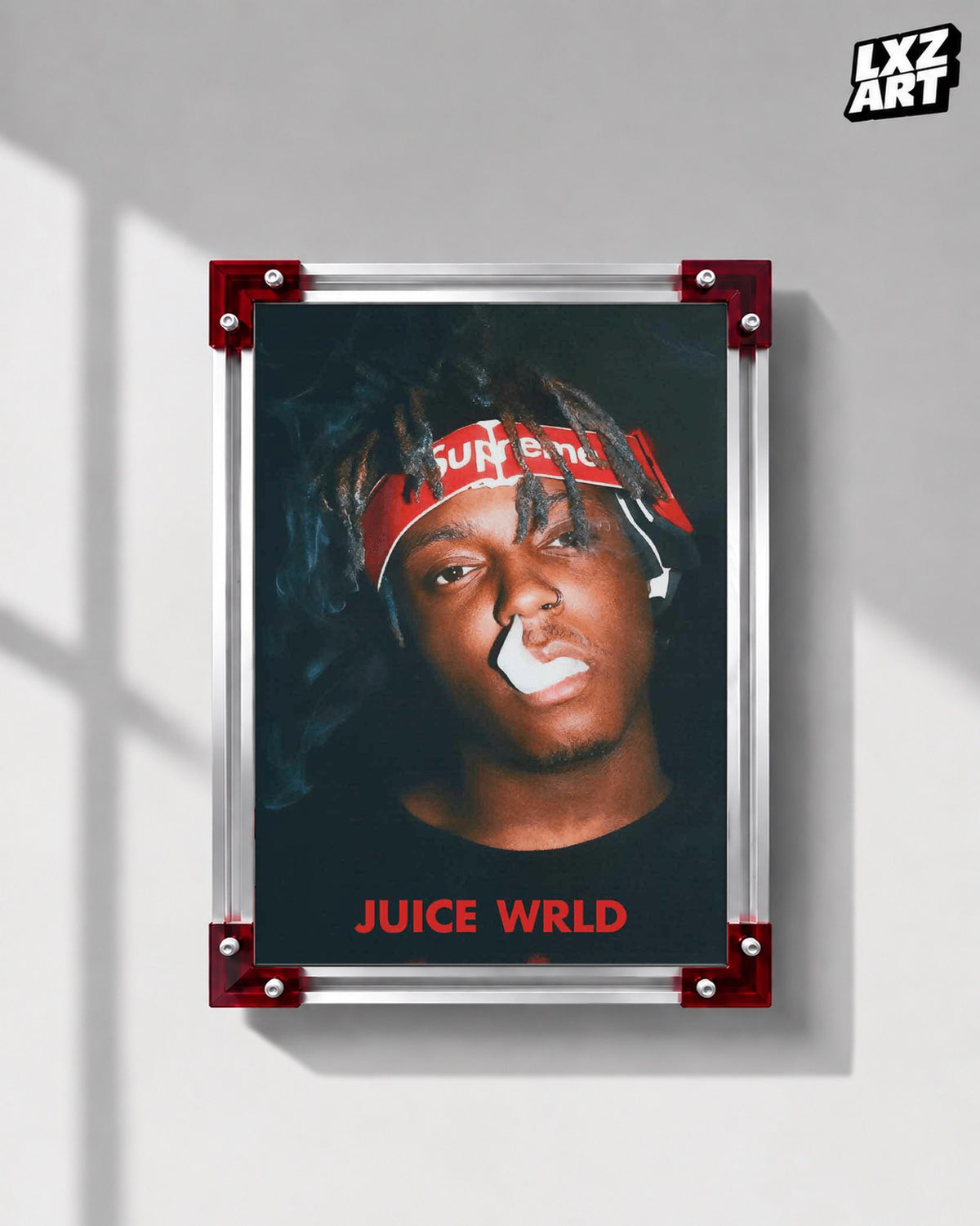 Juice WRLD Red Headband Portrait Poster | Unframed Bedroom Wall Art — LXZART display 1; frame not included