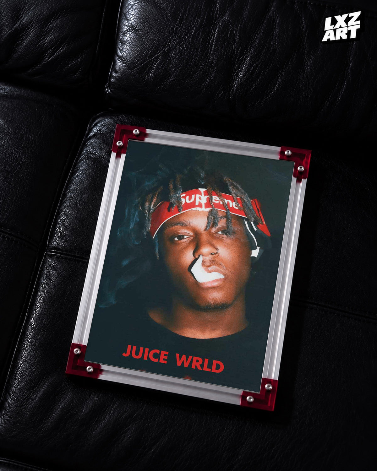 Juice WRLD Red Headband Portrait Poster | Unframed Bedroom Wall Art — LXZART display 2; frame not included