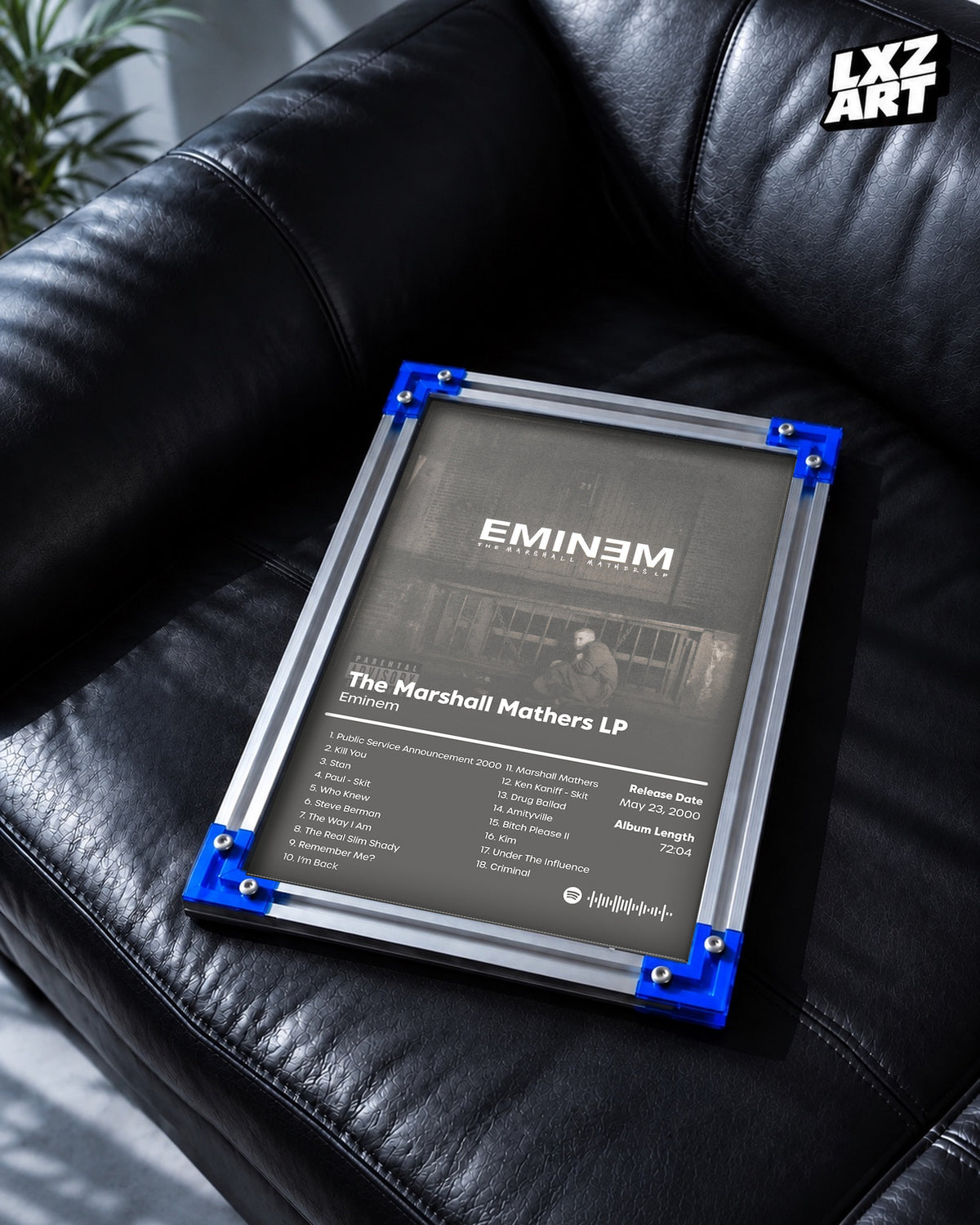 Eminem The Marshall Mathers LP Tracklist Poster | Unframed Bedroom Wall Art — LXZART display 2; frame not included