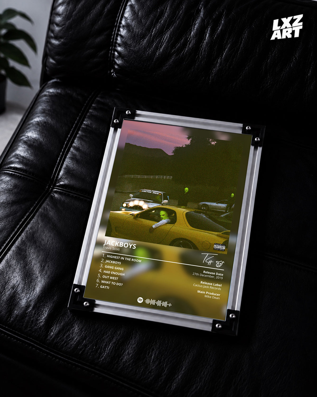 Travis Scott JACKBOYS Tracklist Poster | Unframed Bedroom Wall Art — LXZART display 2; frame not included