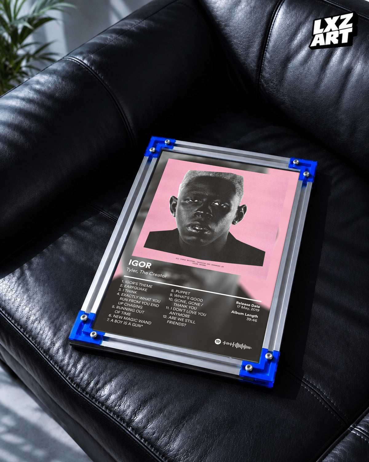 Tyler The Creator IGOR Tracklist Poster | Unframed Bedroom Wall Art — LXZART display 2; frame not included